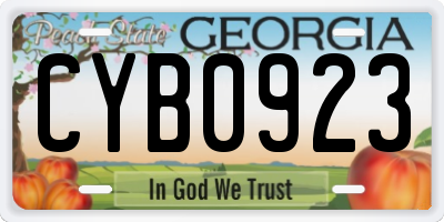 GA license plate CYB0923