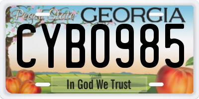GA license plate CYB0985