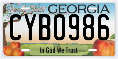 GA license plate CYB0986