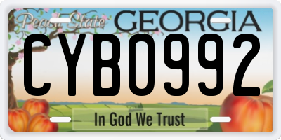 GA license plate CYB0992