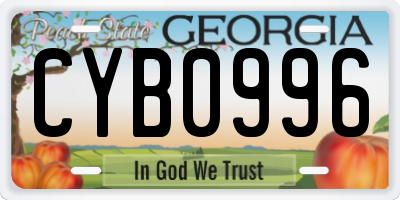 GA license plate CYB0996