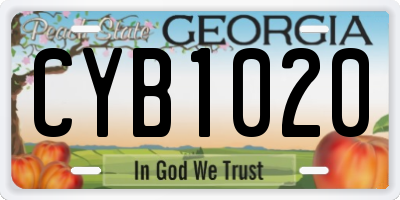 GA license plate CYB1020