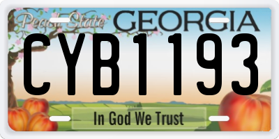 GA license plate CYB1193