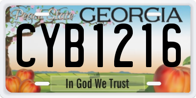 GA license plate CYB1216