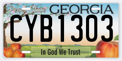 GA license plate CYB1303