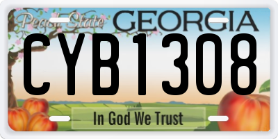 GA license plate CYB1308