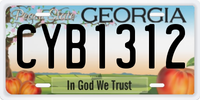 GA license plate CYB1312