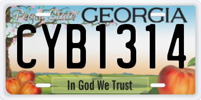 GA license plate CYB1314