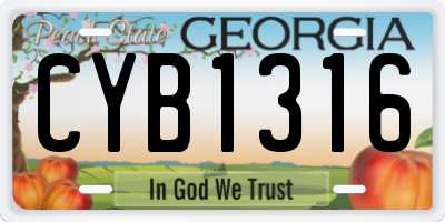 GA license plate CYB1316