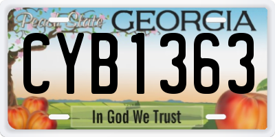 GA license plate CYB1363