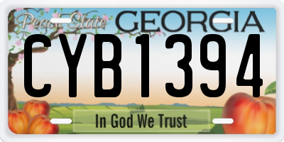 GA license plate CYB1394