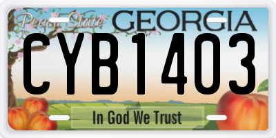 GA license plate CYB1403