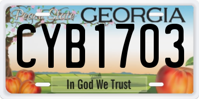 GA license plate CYB1703