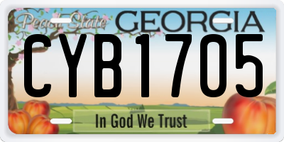 GA license plate CYB1705