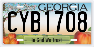 GA license plate CYB1708