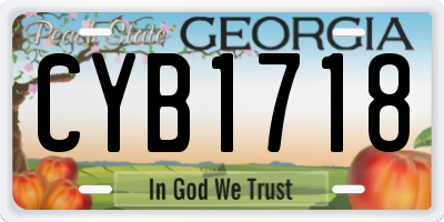 GA license plate CYB1718