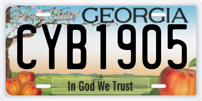 GA license plate CYB1905