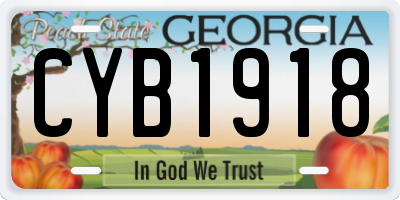 GA license plate CYB1918