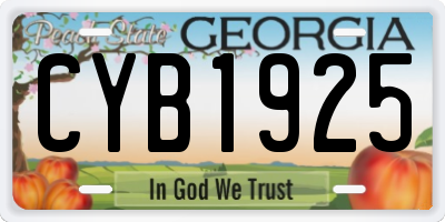 GA license plate CYB1925