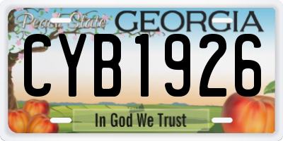 GA license plate CYB1926