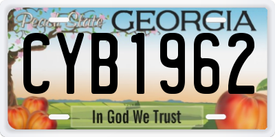 GA license plate CYB1962