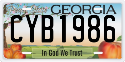 GA license plate CYB1986