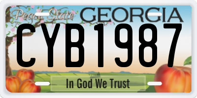 GA license plate CYB1987
