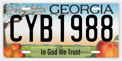 GA license plate CYB1988