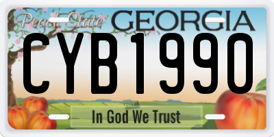GA license plate CYB1990
