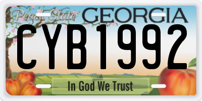 GA license plate CYB1992