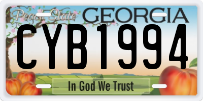 GA license plate CYB1994
