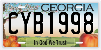 GA license plate CYB1998