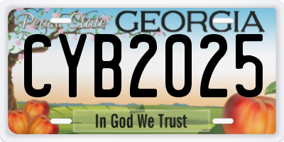 GA license plate CYB2025