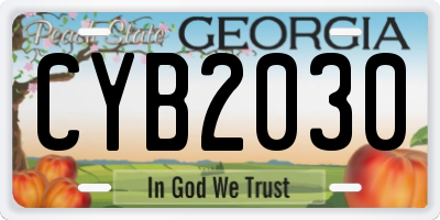 GA license plate CYB2030