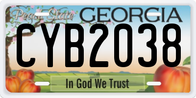 GA license plate CYB2038