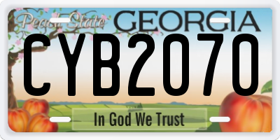 GA license plate CYB2070