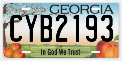 GA license plate CYB2193