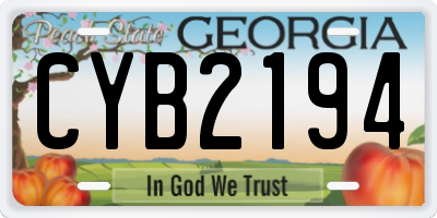 GA license plate CYB2194
