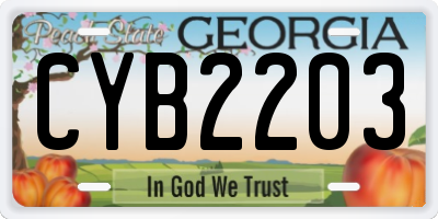 GA license plate CYB2203
