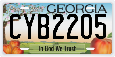 GA license plate CYB2205