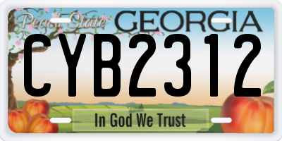 GA license plate CYB2312