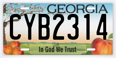 GA license plate CYB2314