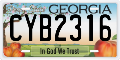 GA license plate CYB2316