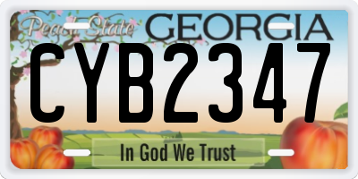 GA license plate CYB2347