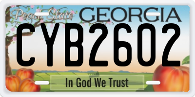 GA license plate CYB2602