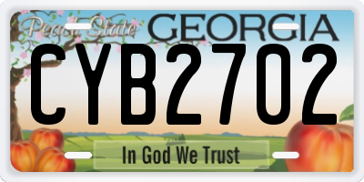 GA license plate CYB2702