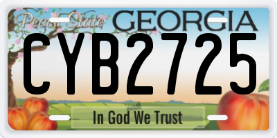 GA license plate CYB2725