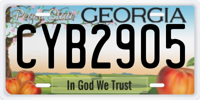 GA license plate CYB2905