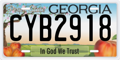 GA license plate CYB2918