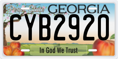 GA license plate CYB2920